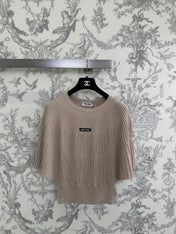MIUMIU 26S PLEATED SHORT-SLEEVED SWEATER STYLE 1109