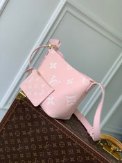 ALL IN BB BAG 18 IN QUARTZ PINK AND BEIGE EMBOSSED COWHIDE