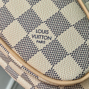 KEEPIT BUMBAG 29 IN WHITE GREY CHECKERBOARD PATTERN DAMIER AZUR COATED CANVAS