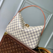 SLOUCHY PM 33 IN WHITE GREY CHECKERBOARD PATTERN DAMIER AZUR COATED CANVAS