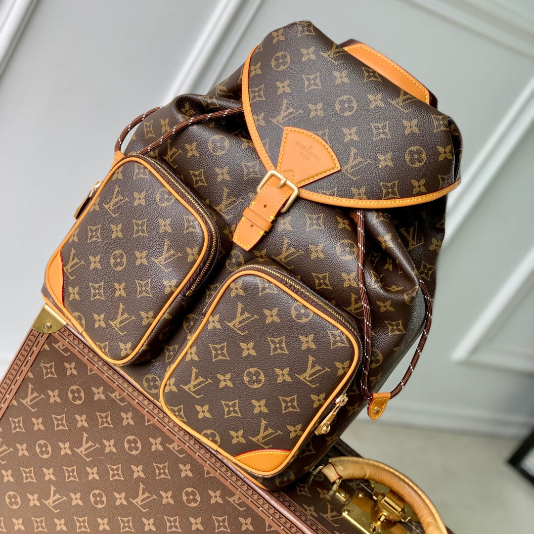 MONTSOURIS CARGO BACKPACK 40 IN BROWN MONOGRAM LAMBSKIN