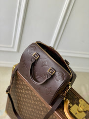 SPEEDY BANDOULIERE 25 IN DARK BROWN MONOGRAM EMPREINTE CALFSKIN EMBOSSED LOGO