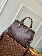 SPEEDY BANDOULIERE 25 IN DARK BROWN MONOGRAM EMPREINTE CALFSKIN EMBOSSED LOGO