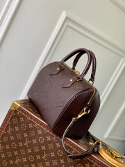SPEEDY BANDOULIERE 25 IN DARK BROWN MONOGRAM EMPREINTE CALFSKIN EMBOSSED LOGO
