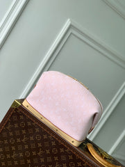 COSMETIC POUCH 27 IN PINK MONOGRAM DENIM GOLD HARDWARE