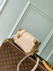 SIDE TRUNK 19 IN BEIGE MONOGRAM BOLD CALFSKIN GOLD HARDWARE