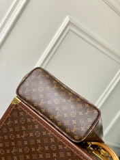 NEVERFULL BANDOULIÈRE INSIDE OUT BB 31 IN BROWN MONOGRAM CANVAS AND BLACK CALFSKIN