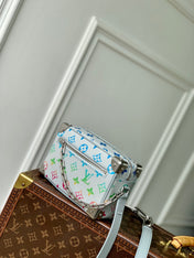 MINI SOFT TRUNK 18.5 IN GREY MONOGRAM ECLIPSE CANVAS MULTICOLOR GRADIANT LOGO