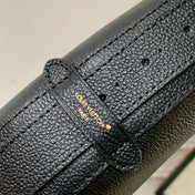 LOW KEY COOKIE MM 32 IN BLACK CALFSKIN BROWN MONOGRAM TAG