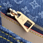 DIANE 24 IN DENIM BLUE MONOGRAM COWHIDE LEATHER TRIM