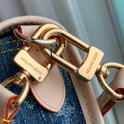 DIANE 24 IN DENIM BLUE MONOGRAM COWHIDE LEATHER TRIM