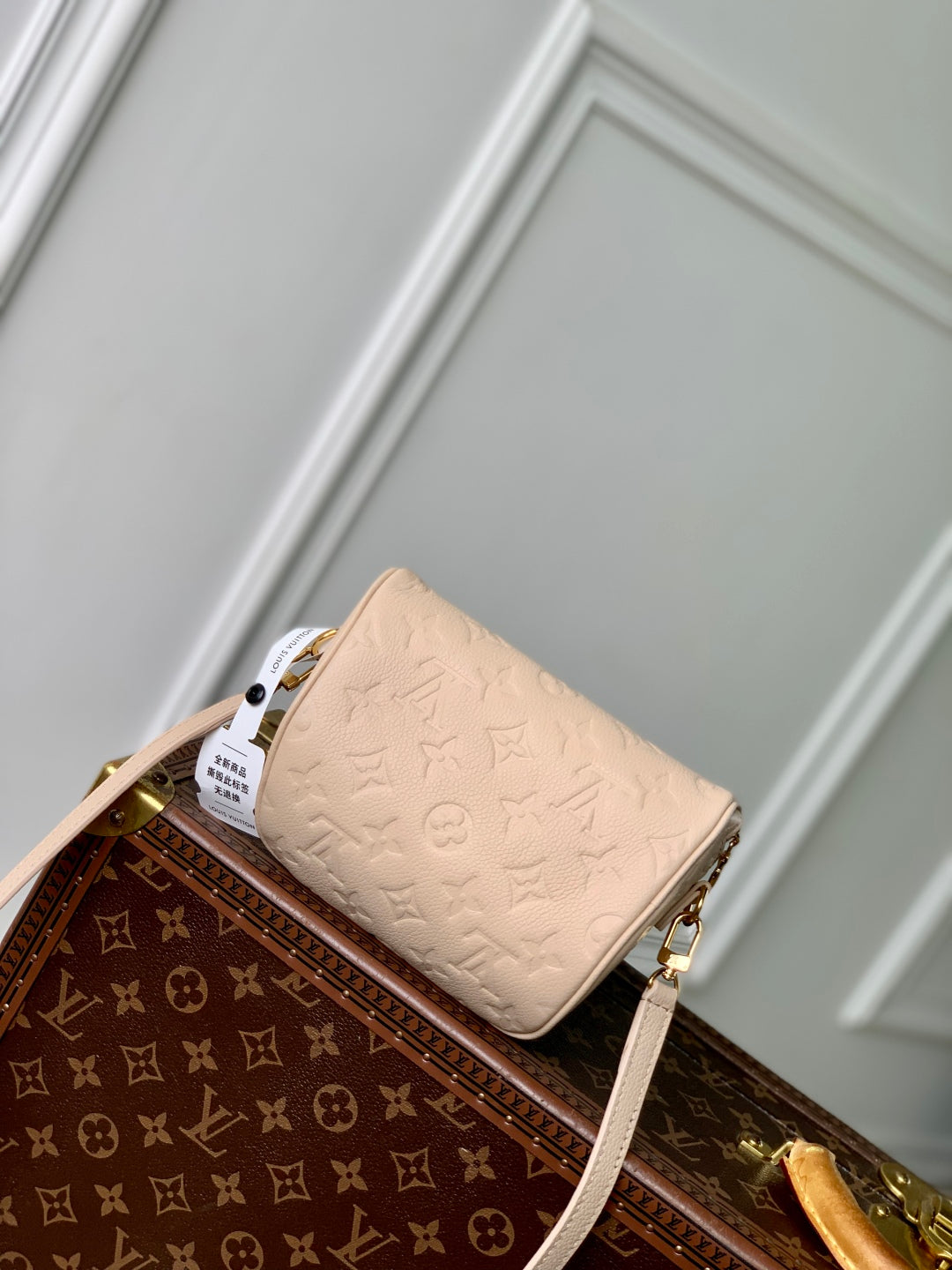 MINI BUMBAG 17 IN NUDE PINK EMBOSSED MONOGRAM EMPREINTE CALFSKIN