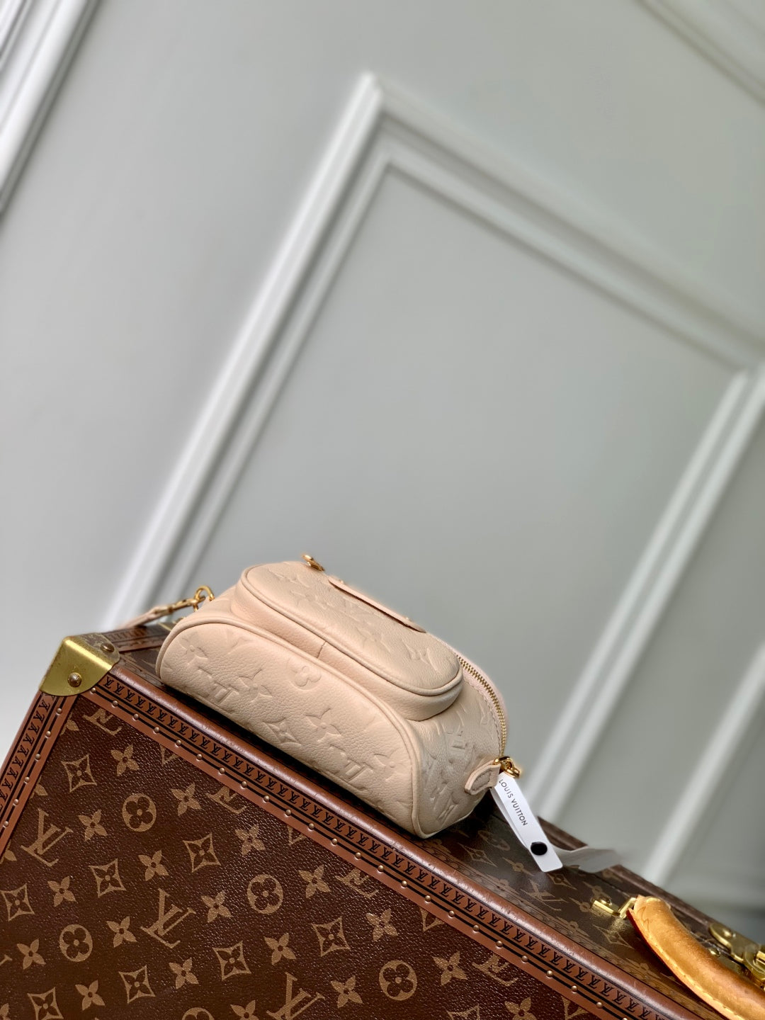 MINI BUMBAG 17 IN NUDE PINK EMBOSSED MONOGRAM EMPREINTE CALFSKIN