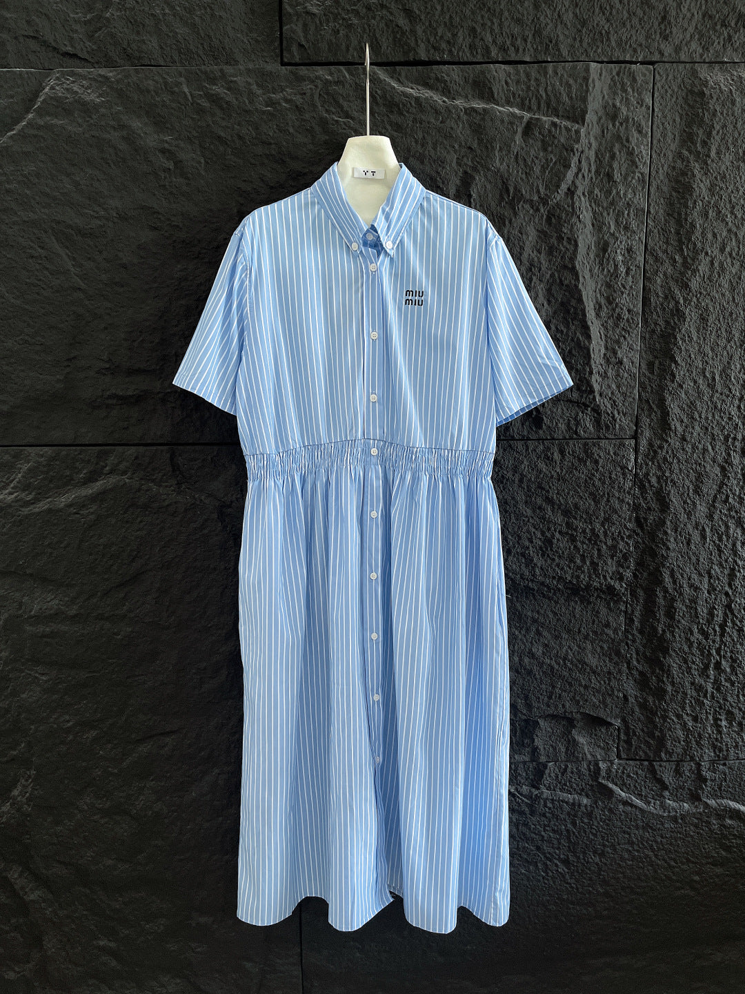 STRIPED SHORT-SLEEVE SHIRT DRESS IN COTTON 265843