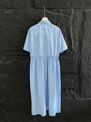 STRIPED SHORT-SLEEVE SHIRT DRESS IN COTTON 265843