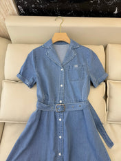 CELINE 26S LONG SHORT SLEEVE DENIM DRESS 366