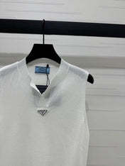 PRADA SEQUIN-EMBELLISHED V-NECK KNIT TANK BLAZER 274810