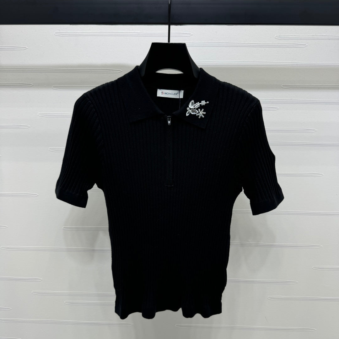 MONCLER 25S SHORT-SLEEVE KNIT TOP 255893