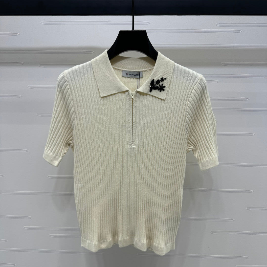 MONCLER 25S SHORT-SLEEVE KNIT TOP 255895