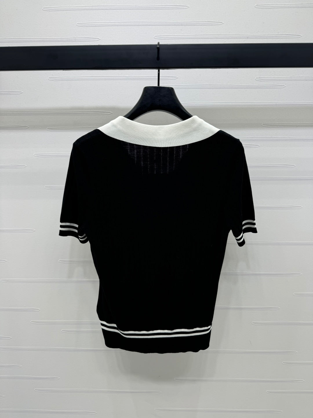 CELINE SHORT-SLEEVE KNIT TOP BLACK 274820