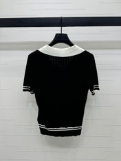 CELINE SHORT-SLEEVE KNIT TOP BLACK 274820