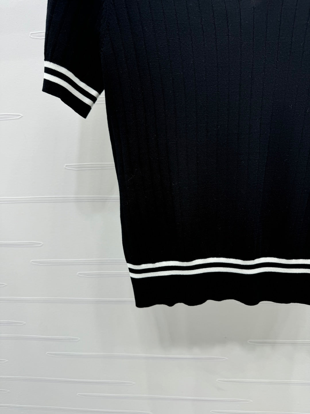 CELINE SHORT-SLEEVE KNIT TOP BLACK 274820