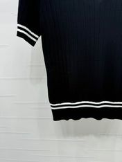 CELINE SHORT-SLEEVE KNIT TOP BLACK 274820