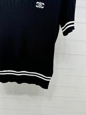 CELINE SHORT-SLEEVE KNIT TOP BLACK 274820