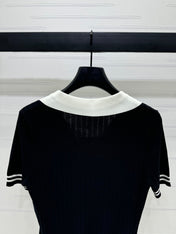 CELINE SHORT-SLEEVE KNIT TOP BLACK 274820