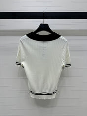 CELINE SHORT-SLEEVE KNIT TOP WHITE 274818
