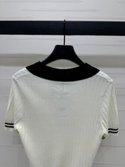 CELINE SHORT-SLEEVE KNIT TOP WHITE 274818