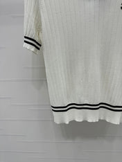 CELINE SHORT-SLEEVE KNIT TOP WHITE 274818