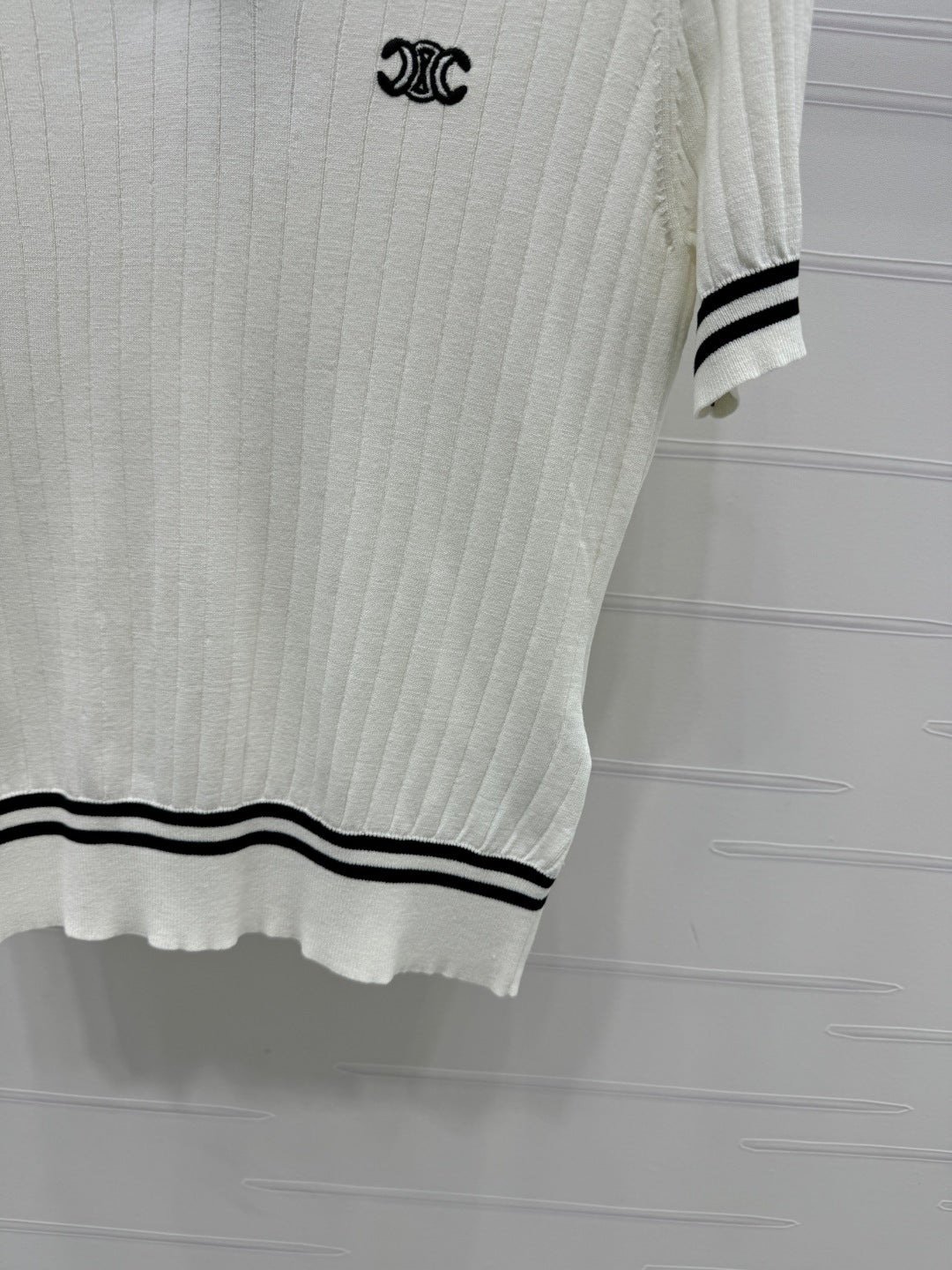 CELINE SHORT-SLEEVE KNIT TOP WHITE 274818