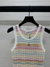 Chanel 25 Multicolor Striped Knitted Tank Top
