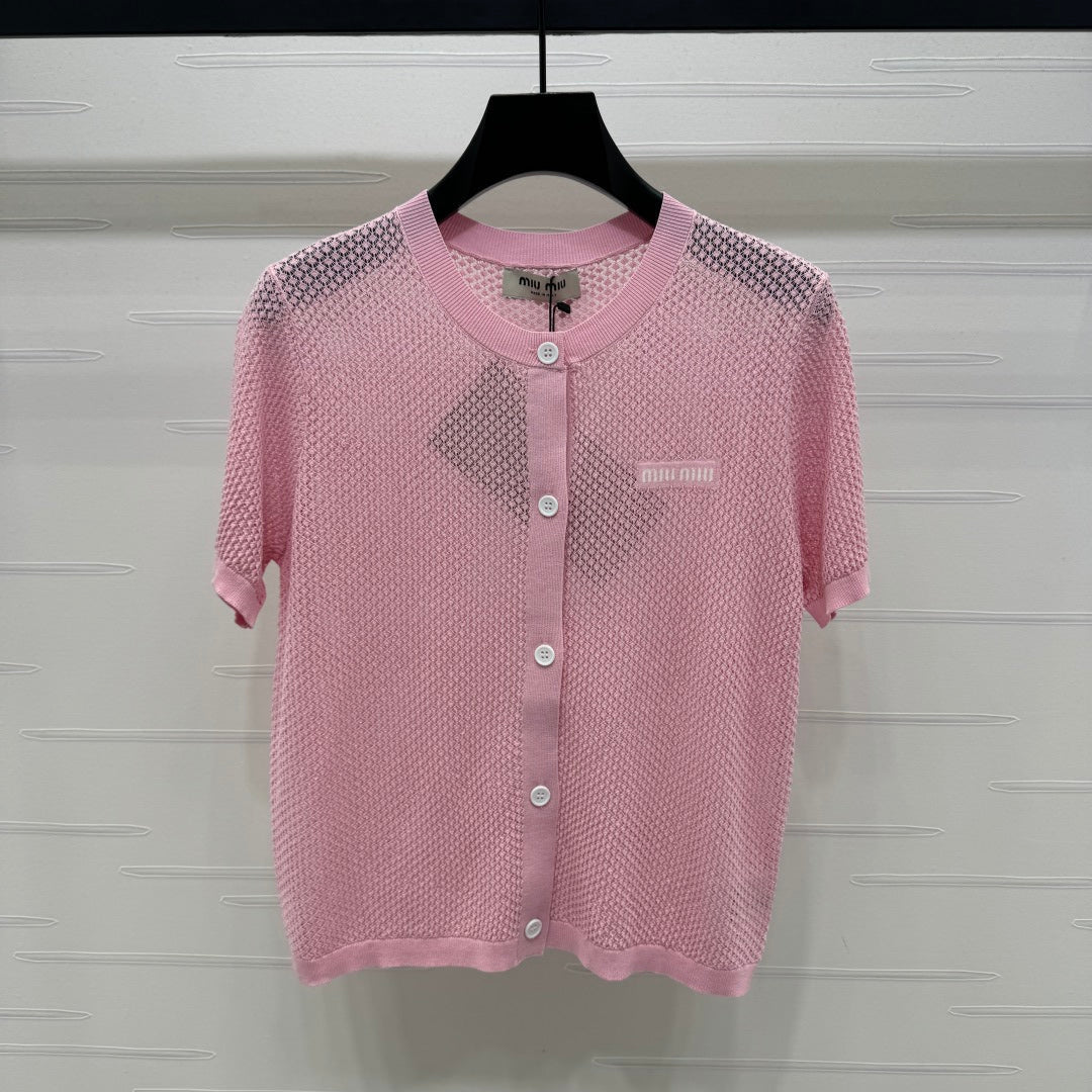 MIU 25S SHORT SLEEVE ROUND NECK CARDIGAN 264270