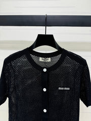 MIU 25S SHORT SLEEVE ROUND NECK CARDIGAN 264269