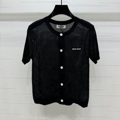 MIU 25S SHORT SLEEVE ROUND NECK CARDIGAN 264269