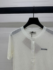 MIU 25S SHORT SLEEVE ROUND NECK CARDIGAN 264268