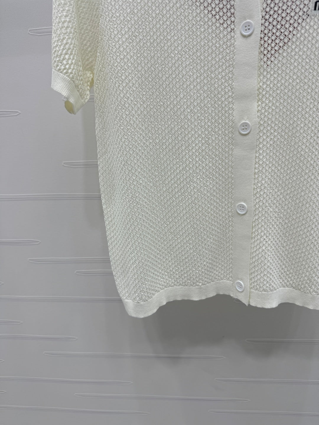 MIU 25S SHORT SLEEVE ROUND NECK CARDIGAN 264268