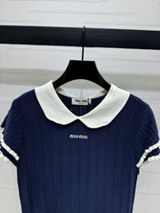 MIUMIU SHORT-SLEEVE PETER PAN COLLAR TOP 274827