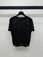 CELINE SHORT-SLEEVE CROCHET TOP BLACK 274808