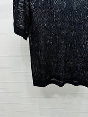 CELINE SHORT-SLEEVE CROCHET TOP BLACK 274808