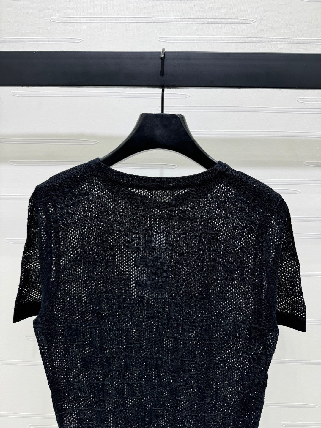 CELINE SHORT-SLEEVE CROCHET TOP BLACK 274808