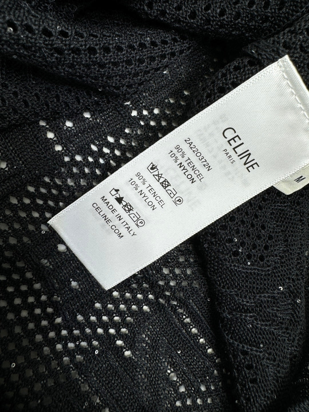 CELINE SHORT-SLEEVE CROCHET TOP BLACK 274808