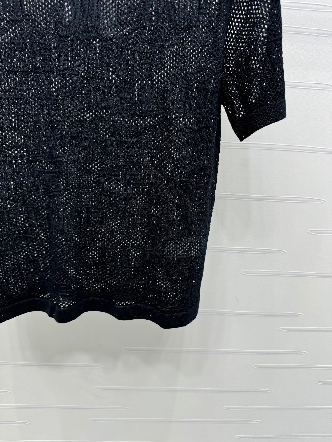 CELINE SHORT-SLEEVE CROCHET TOP BLACK 274808