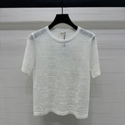 CELINE SHORT-SLEEVE CROCHET TOP WHITE 274807