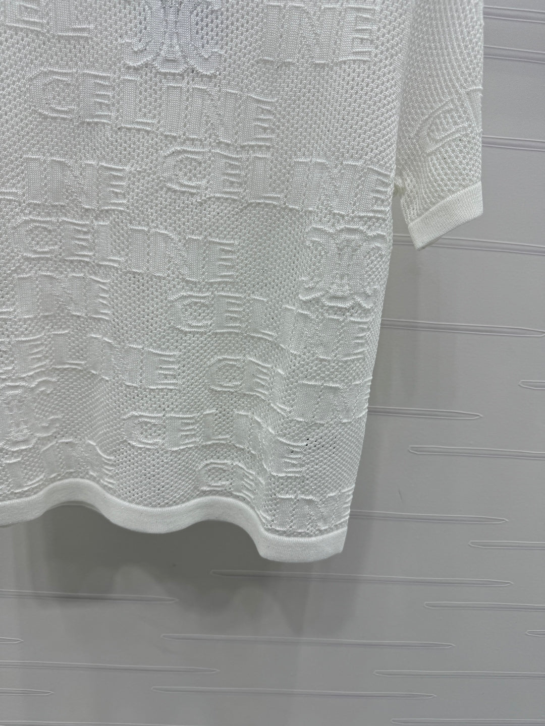 CELINE SHORT-SLEEVE CROCHET TOP WHITE 274807