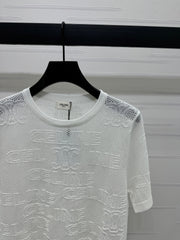 CELINE SHORT-SLEEVE CROCHET TOP WHITE 274807