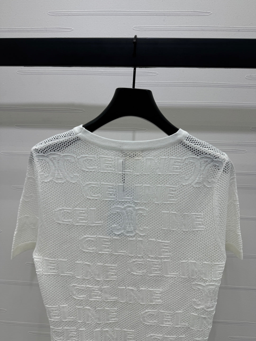 CELINE SHORT-SLEEVE CROCHET TOP WHITE 274807