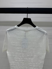 CELINE SHORT-SLEEVE CROCHET TOP WHITE 274807